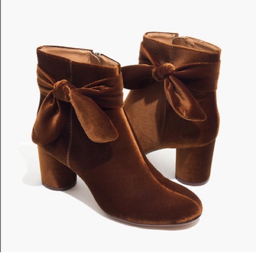 New Madewell Esme Velvet Bow Boots